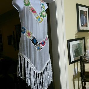 Crocheted and fringe top